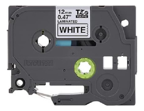 Cinta Brother, Laminada En Negro Sobre Blanco, 12 Mm (tze231