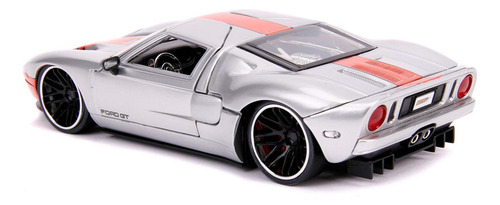 Jada 2005 Ford Gt Silver Con Raya Naranja Bigtime Muscle Die