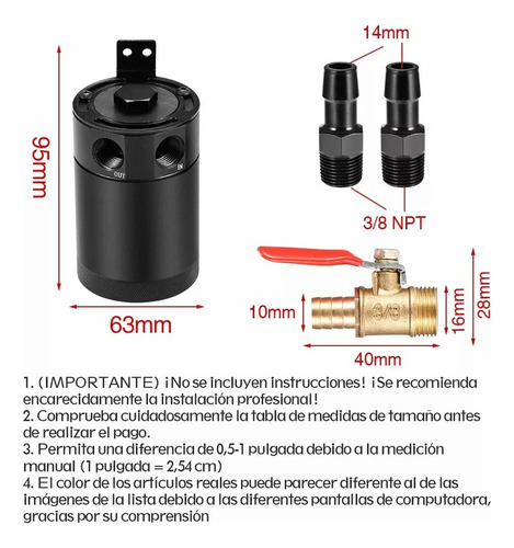 Tanque Recuperador Lata De Aceite Con Filtro Para Auto