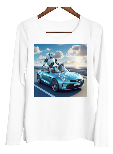 Remera Mujer Ml Robot Manejando Auto Sacandose Selfie