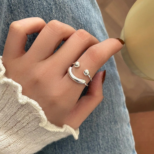 Anillo Smile Face Open Rings De Doble Capa Para Mujer, Joyer