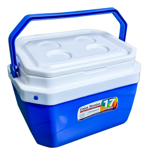 Imagem 1 de 3 de Caixa Térmica Cooler Com Alças 17 Litros Grande Azul