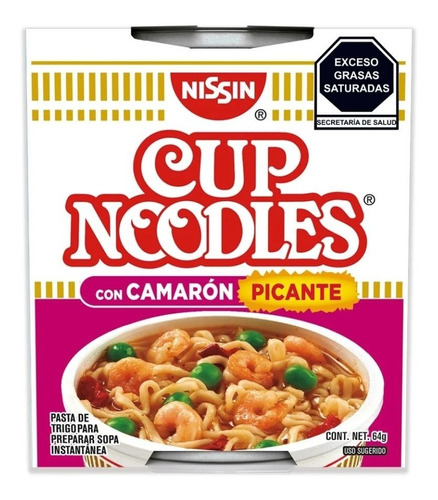 Sopa Instantánea Nissin Cup Noodles Camarón Picante 64 Gr