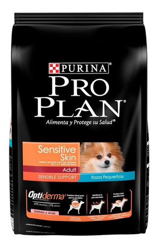 Alimento Pro Plan OptiDerma Sensitive Skin Adult para perro adulto de raza pequeña sabor salmón y arroz en bolsa de 3kg