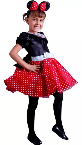 Disfraz Minnie Mimi Mouse Rojo Para Niña Talla 10 - 12 Incluye Pantimedias  Y Diadema Con Orejitas