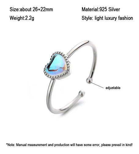 Anillos De Plata 925 Corazón Anillo Ajustable Anillos Mujer