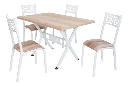 Mesa Jantar Ciplafe Jade 4 Cadeiras Tub Tampo Madeira 1,20m Cor Capuccino Desenho Do Tecido Das Cadeiras Capuccino