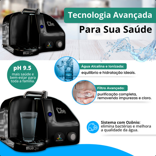 Filtro Purificador Água Alcalina Ionizada Com Ozônio Ph 9.5