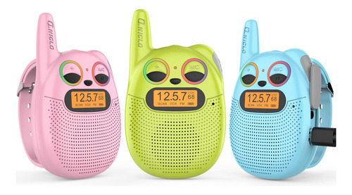 Qniglo Walkie Talkies De Gato Para Ninos, Paquete De 3 Unida