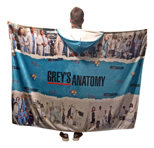 Capa Grey's Anatomy Manta Polar Capucha Adulto Personalizada