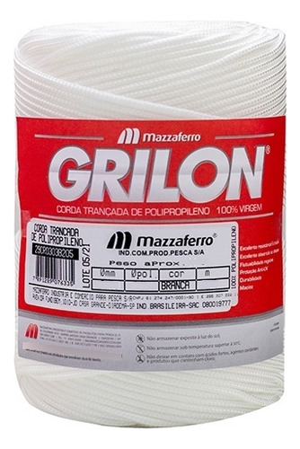 Corda Trançada Grilon Branca 6,0 Mm Pp 220 Metros 4 Kg