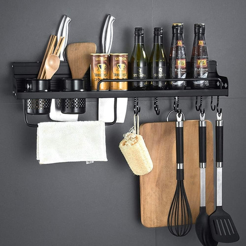 Escurridor Colgante Aluminio Estante Cocina Baño Negro 40cm
