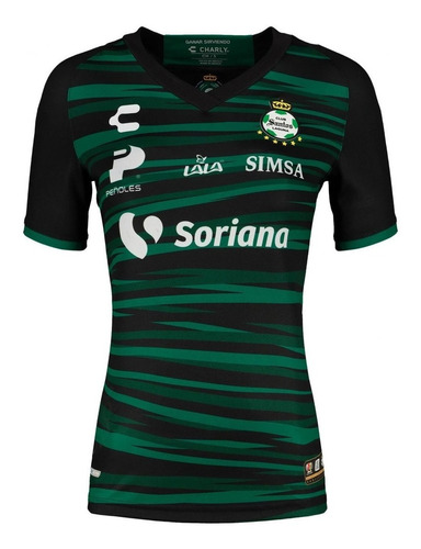 Playera Jersey Santos Para Dama Visitante Verde Negra 501946