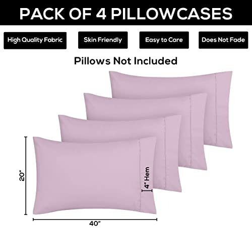 Fundas De Almohada Paquete De 4pzs Tamaño King Color Lavand