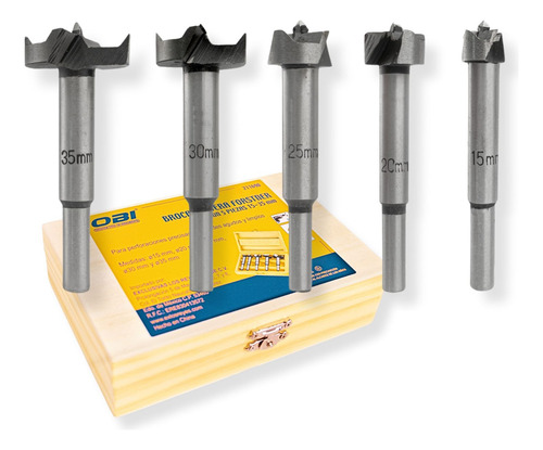 Kit 5 Brocas Forstner Bisagra 15-35 Mm Madera Taladro Router