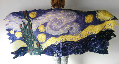 Chal  La Noche Estrellada De Van Gogh, Lana Merino, Pashmina