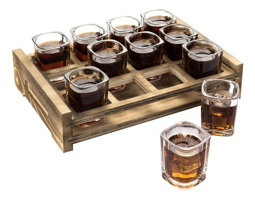 Mygift Shot Glass Serving Set Inclui 12 Óculos Quadrados E B
