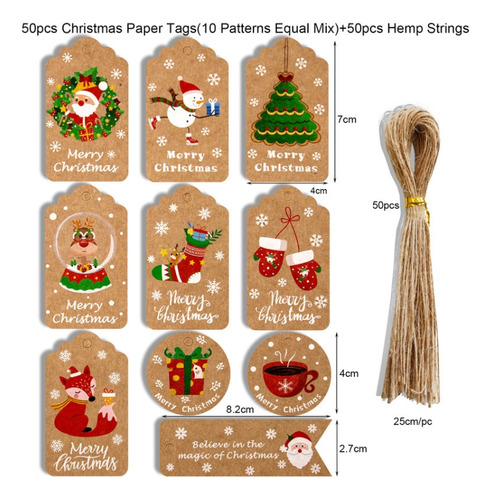 Series 5 2 Packs 50pcs/set Christmas Kraft Paper Tags