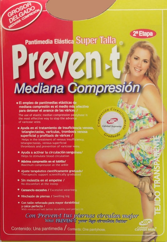 Pantimedia Prevent Compresión Media Grosor Delga Súper Talla