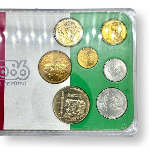 Set 7 Monedas Conmemorando Mundial De Fútbol En Mexico 1986 (Usado)