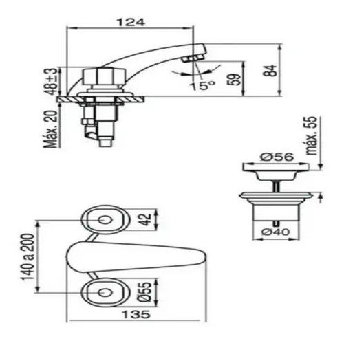 Imagen 2 de 6 de Kit De Griferia De Baño Fv Arizona 3 Piezas 0900.03/b1p Plus