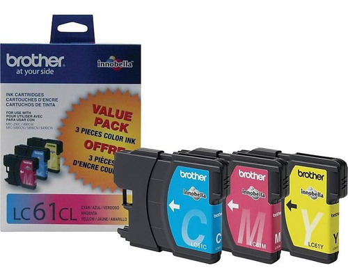 Brother Set Of 3 Lc61 Color Cartridges Includes: 1 Cyan Lc61