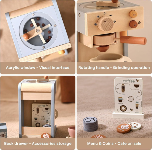 Juego De Cafetera Para Niños, Juguetes De Cocina De Madera P