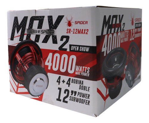 Subwoofer Doble Bobina Spider De 12 Pulgadas 4000w Sr-12max2 Negro/rojo