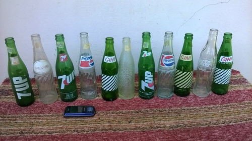 Lote Antiguas Botellas Diferentes Seven Gini Pepsi Lote 6