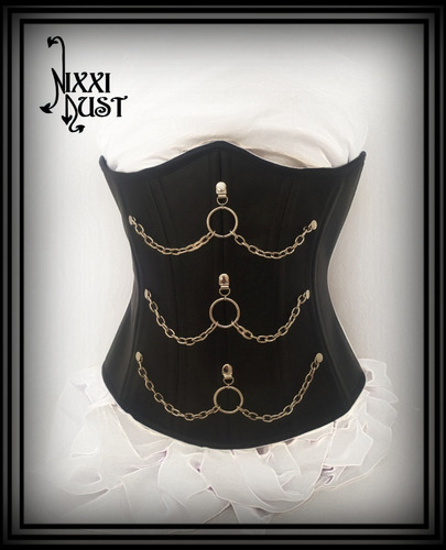 Corset Underbust Cuero Gotico Metalero Rock 0006.0