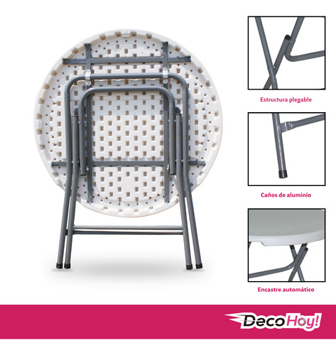 Mesa Redonda Plegable Camping Jardin Picnic Balcon 80cm Ct