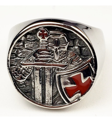 L Anillo Caballeros Templarios Guerrero Acero Inoxidable