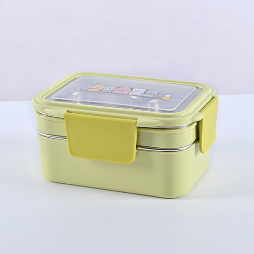 Caja Bento De Acero Inoxidable Con Compartimentos Amarillo