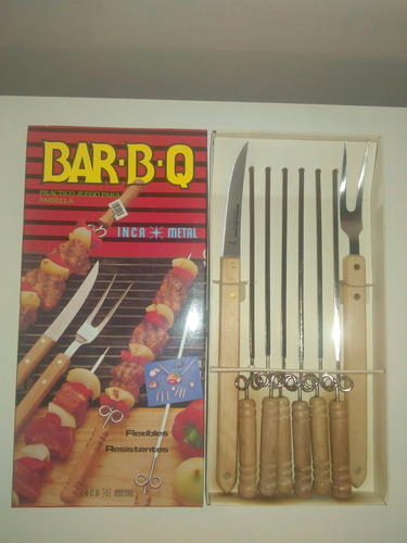 Pinchos Metálicos Parrilla. Trinche Y Cuchillo Parrillero.