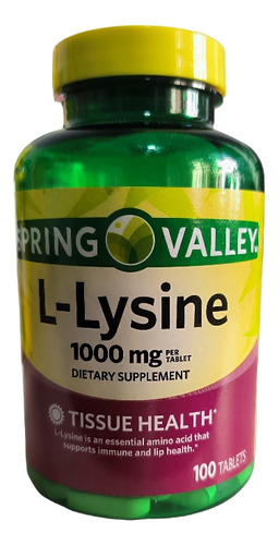 L-lysina De 1000 Mg, 100 Cápsulas Spring Valley Importado