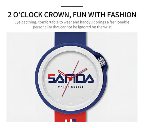 Relojes de cuarzo Sanda Waterproof Simp para hombre, bisel Blumut/blanco/rojo