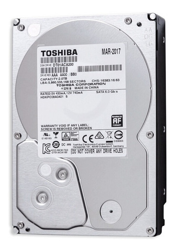 Disco Duro Toshiba 2tb 7200rpm 6gb/s 3.5'' Para Pc Nuevos