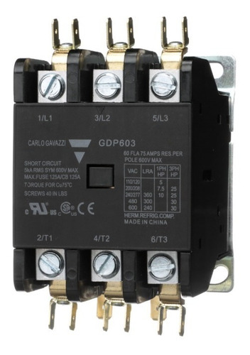 Gdp603l Gavazzi Contactor Propósito Definido Bob. 220vac 60a