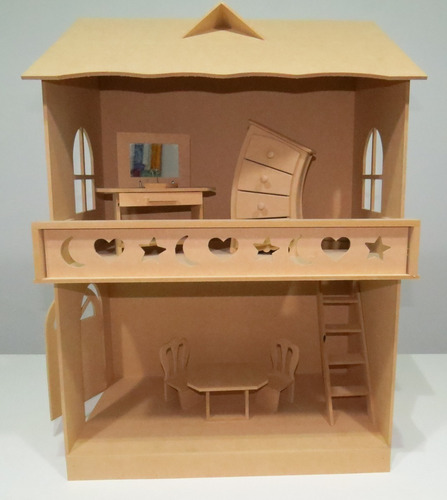 Casita De Muñecas Barbie Con Balcon De Madera Fibrofacil