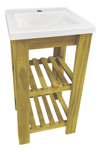 Imagen 2 de 6 de Vanitory Madera Pino Campo Acrilico Deck 40 Cm 1 Agujero Cta