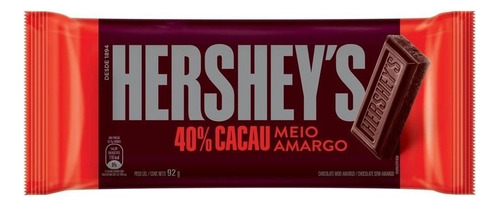 Hersheys Tableta 92gr 40% Cacao Medio Amargo