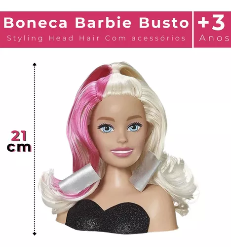 Boneca Barbie Busto P/pentear + Kit Salão De Beleza -c/vídeo