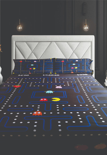  Pac-man  Cubrecama Dix 2 1/2+ Fundas De Almohadas 