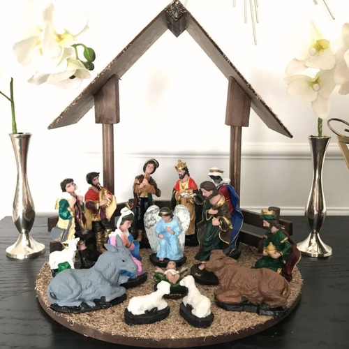 Artigo Religioso | Casinha P/ Presépio | Mdf 34cm - Natal