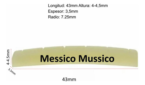 Cejilla Hueso Búfalo Natural S/blanquear Guitarra Strat Tele 43mm