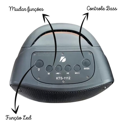 Imagem 4 de 4 de Caixa De Som Kts-1112 Portátil Bluetooth Super Potente 20w