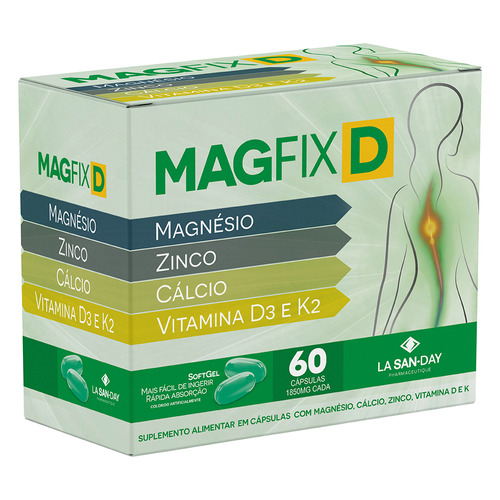 Magfix D (mg, Zn, Ca, Vit D3 E K2) 60 Caps Sabor