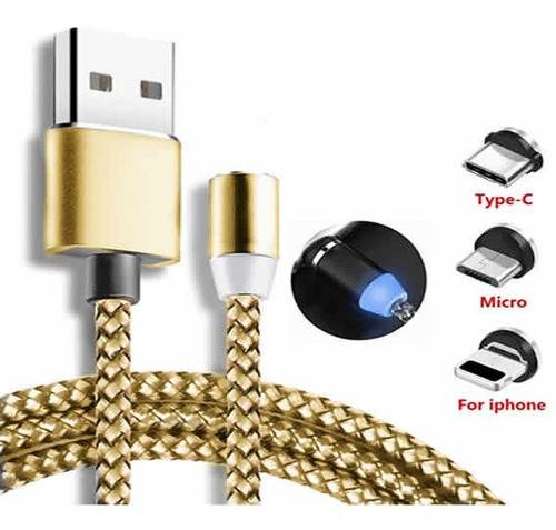 Cable Magnético 3 En 1 Usb A iPhone, Micro Usb Y Tipo C