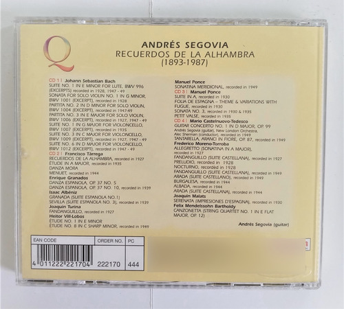 Andres Segovia Guitarra Clasica Quadromania Son 4 Discos (Usado)