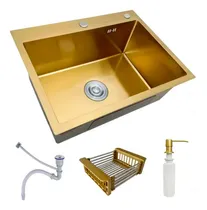 Comprar Cuba Pia Aço Inox Gourmet Cozinha Acessórios 60x45 Com Acessórios Cor Dourada Brinovar